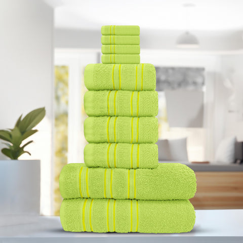 Velosso 100% Cotton Striped Lime Hampi Towels