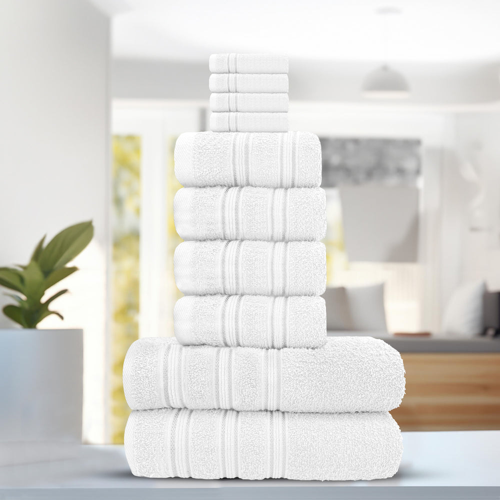 Velosso Hampi 100% Cotton Striped White Towels