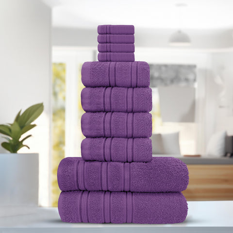 Velosso Hampi 100% Cotton Striped Purple Towels