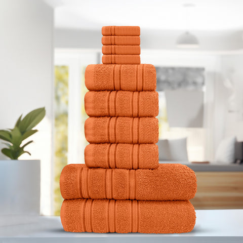 Velosso 100% Cotton Striped Orange Hampi Towels