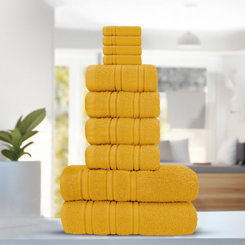 Velosso 100% Cotton Striped Yellow Hampi Towels