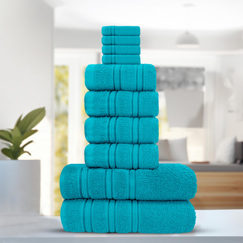 Velosso 100% Cotton Striped Teal Hampi Towels