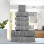 Velosso Hampi 100% Cotton Striped Silver Towels