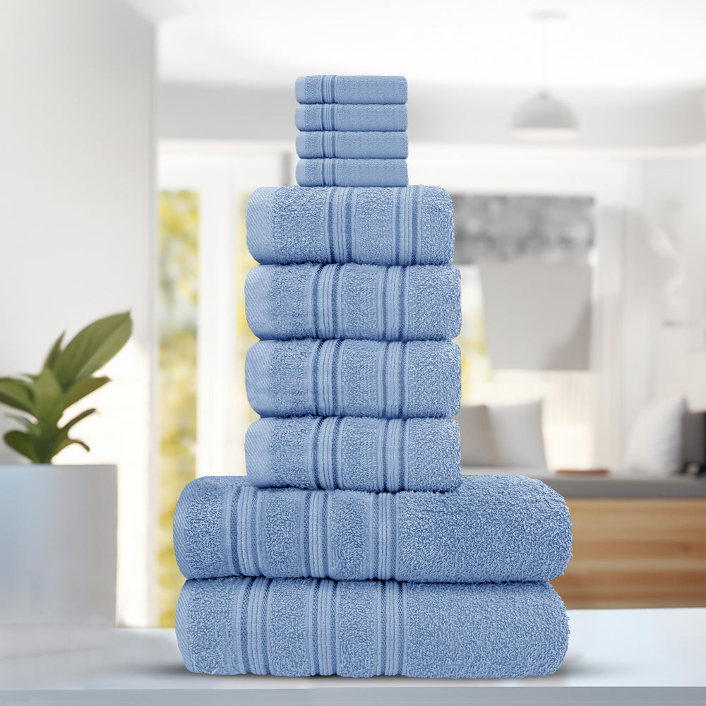 Velosso Hampi 100% Cotton Striped Blue Towels