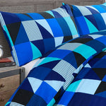 Velosso Geometric Jazz Blue Duvet Cover & Pillowcase Set
