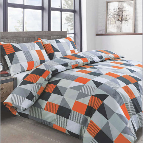 Velosso Geometric Jazz Orange Duvet Cover & Pillowcase Set
