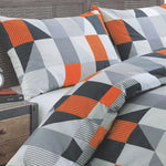 Velosso Geometric Jazz Orange Duvet Cover & Pillowcase Set