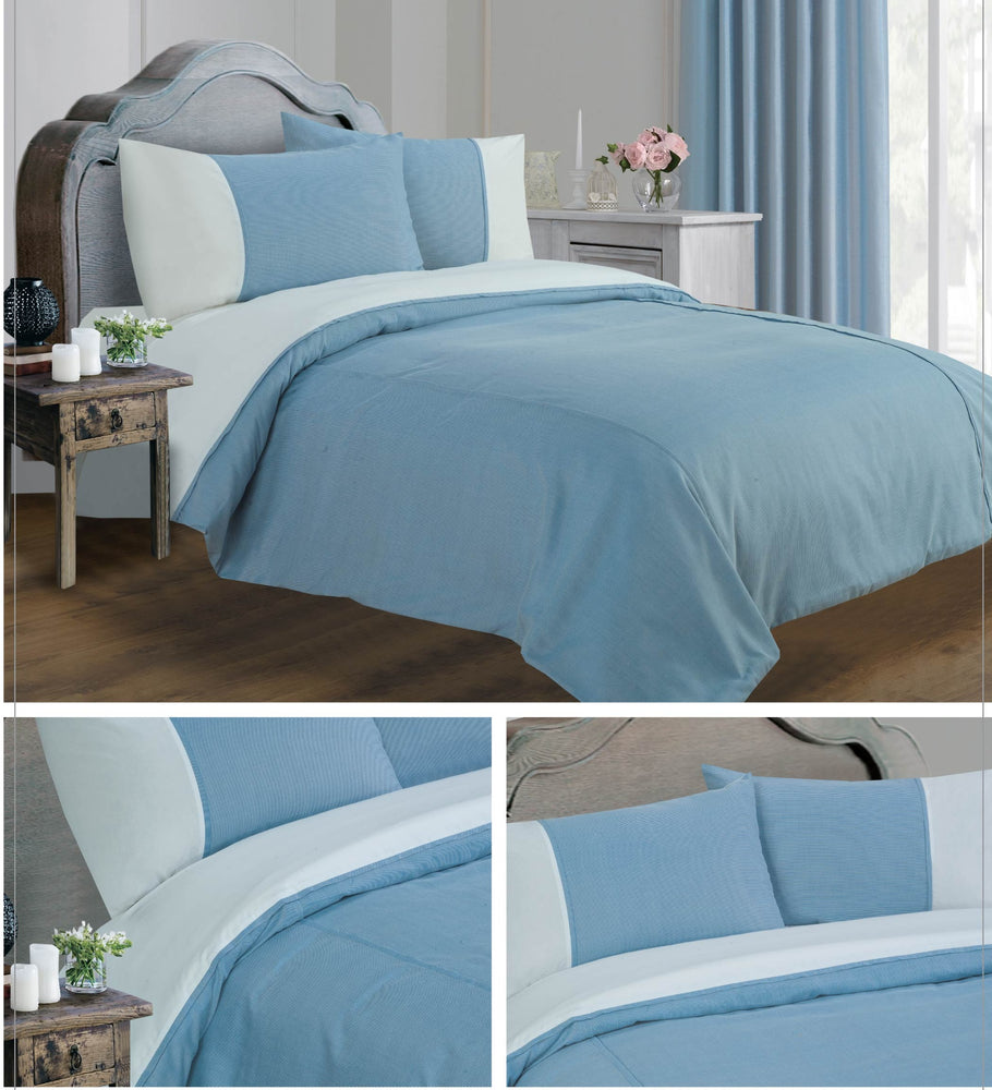 Intimates Lincoln Stripe Blue Pleated Duvet Cover & Pillowcase Set
