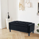 Home Republic Luna Velvet Black Ottoman Storage Bench