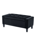 Home Republic Luna Velvet Black Ottoman Storage Bench