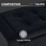 Home Republic Luna Velvet Black Ottoman Storage Bench
