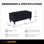 Home Republic Luna Velvet Black Ottoman Storage Bench