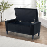 Home Republic Luna Velvet Black Ottoman Storage Bench