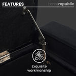 Home Republic Luna Velvet Black Ottoman Storage Bench