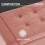 Home Republic Luna Velvet Blush Pink Ottoman Storage Bench