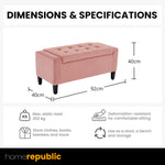 Home Republic Luna Velvet Blush Pink Ottoman Storage Bench