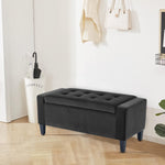 Home Republic Luna Velvet Charcoal Grey Ottoman Storage Bench