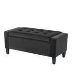Home Republic Luna Velvet Charcoal Grey Ottoman Storage Bench