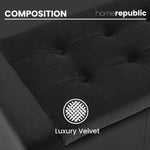 Home Republic Luna Velvet Charcoal Grey Ottoman Storage Bench