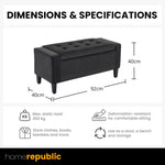 Home Republic Luna Velvet Charcoal Grey Ottoman Storage Bench