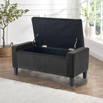 Home Republic Luna Velvet Charcoal Grey Ottoman Storage Bench