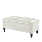 Home Republic Luna Velvet Charcoal White Ottoman Storage Bench