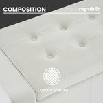 Home Republic Luna Velvet Charcoal White Ottoman Storage Bench