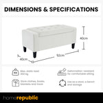 Home Republic Luna Velvet Charcoal White Ottoman Storage Bench