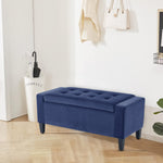 Home Republic Luna Velvet Navy Ottoman Storage Bench