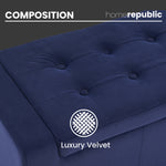 Home Republic Luna Velvet Navy Ottoman Storage Bench