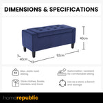 Home Republic Luna Velvet Navy Ottoman Storage Bench