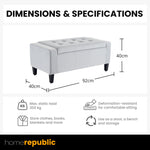 Home Republic Faux Leather Silver Ottoman Storage Bench