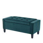 Home Republic Luna Velvet Emerald Green Ottoman Storage Bench