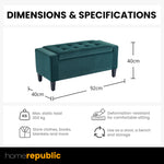 Home Republic Luna Velvet Emerald Green Ottoman Storage Bench