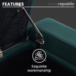 Home Republic Luna Velvet Emerald Green Ottoman Storage Bench