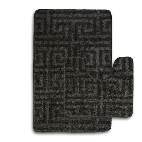 Velosso Luxe Anti Slip Bath Mat Set - Black