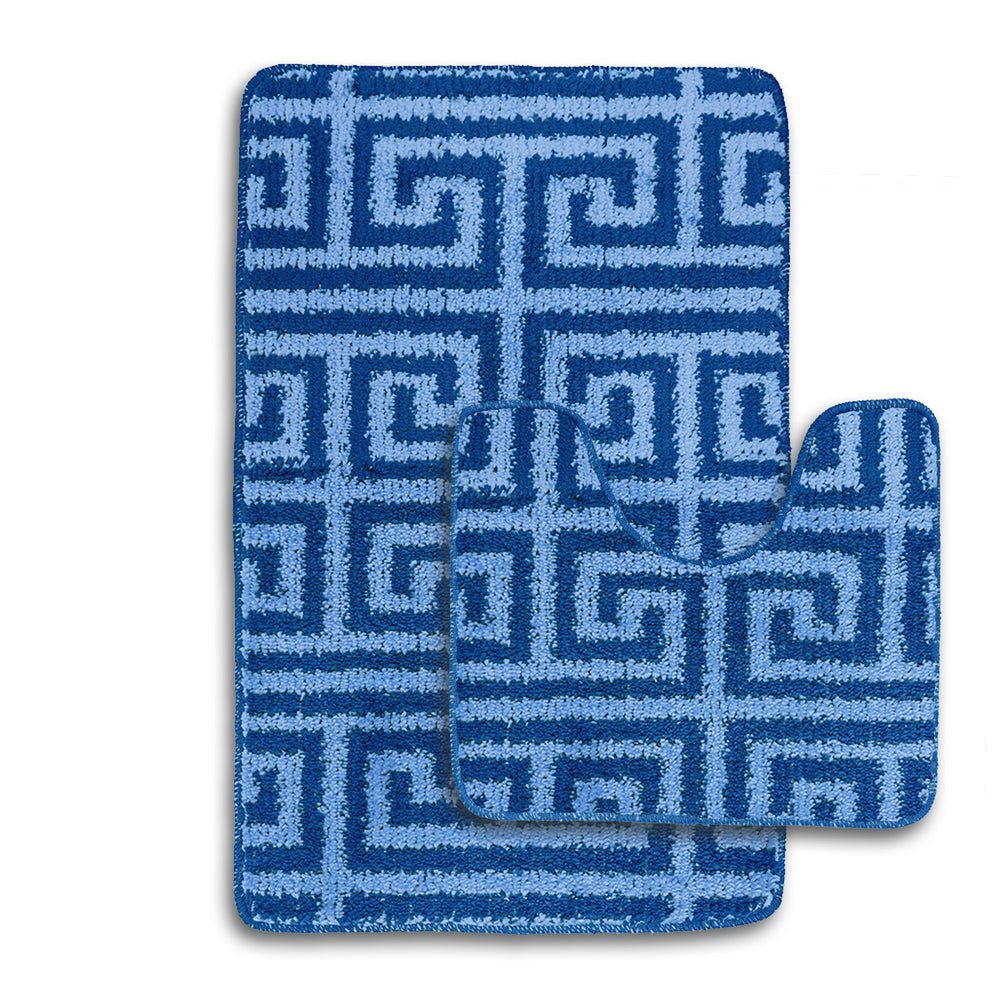 Velosso Luxe Anti Slip Bath Mat Set - Blue