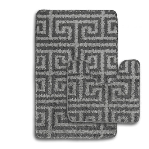 Velosso Luxe Anti Slip Bath Mat Set - Grey