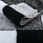 Home Republic Blocks Shaggy 5cm Pile Geometric Blocks Floor Rug - Black