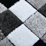 Home Republic Blocks Shaggy 5cm Pile Geometric Blocks Floor Rug - Black
