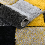 Home Republic Blocks Shaggy 5cm Pile Geometric Blocks Floor Rug - Ochre