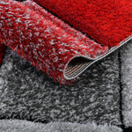 Home Republic Blocks Shaggy 5cm Pile Geometric Blocks Floor Rug - Red