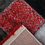 Home Republic Blocks Shaggy 5cm Pile Geometric Blocks Floor Rug - Red
