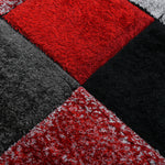Home Republic Blocks Shaggy 5cm Pile Geometric Blocks Floor Rug - Red