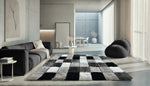 Home Republic Blocks Shaggy 5cm Pile Geometric Blocks Floor Rug - Black