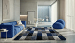 Home Republic Blocks Shaggy 5cm Pile Geometric Blocks Floor Rug - Navy