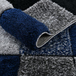 Home Republic Blocks Shaggy 5cm Pile Geometric Blocks Floor Rug - Navy