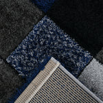 Home Republic Blocks Shaggy 5cm Pile Geometric Blocks Floor Rug - Navy