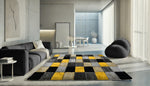 Home Republic Blocks Shaggy 5cm Pile Geometric Blocks Floor Rug - Ochre