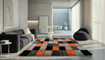 Home Republic Blocks Shaggy 5cm Pile Geometric Blocks Floor Rug - Orange
